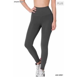 Plus Athletic High Waisted Full Length Leggings - Ash Grey - 1XL, 2XL, 3XL